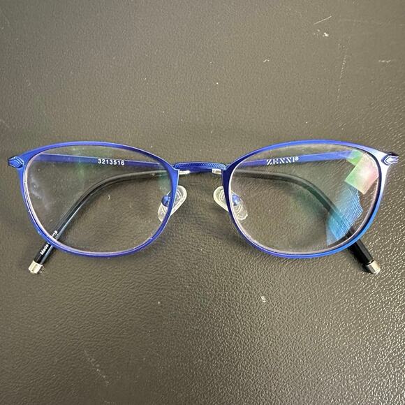Zenni Bright Blue Round Metal Full Rim Eyeglass Frames 3213516 - Picture 1 of 6